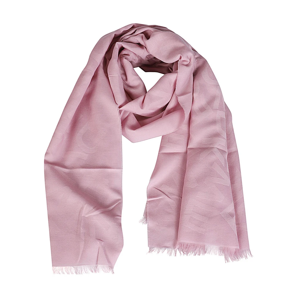Max Mara Weekend Katoenen sjaal met roze logo Pink Dames