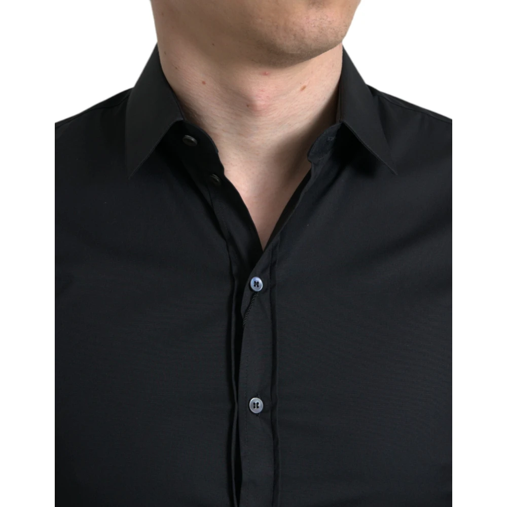 Dolce & Gabbana Zwarte Slim Fit Stretch Overhemd Black Heren