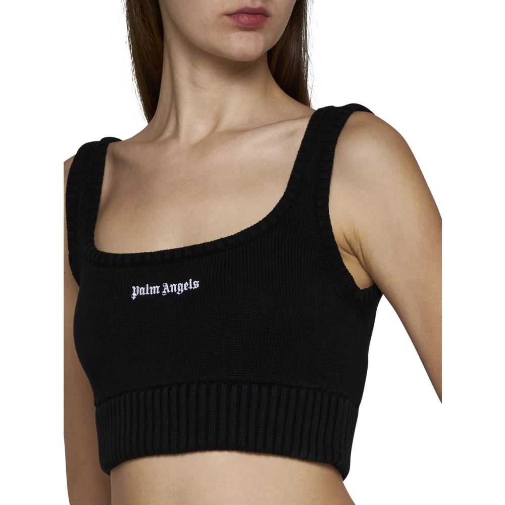 Palm Angels Klassieke Logo Gebreide Top Black Dames