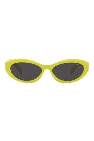 Gelbe Cateye-Sonnenbrille mit Logo-Armen