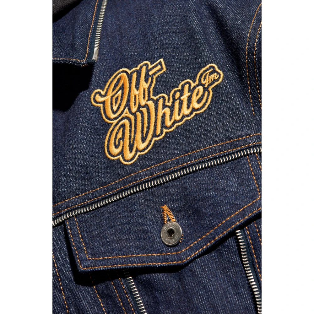 Off White Spijkerjasje met logo Blue Heren