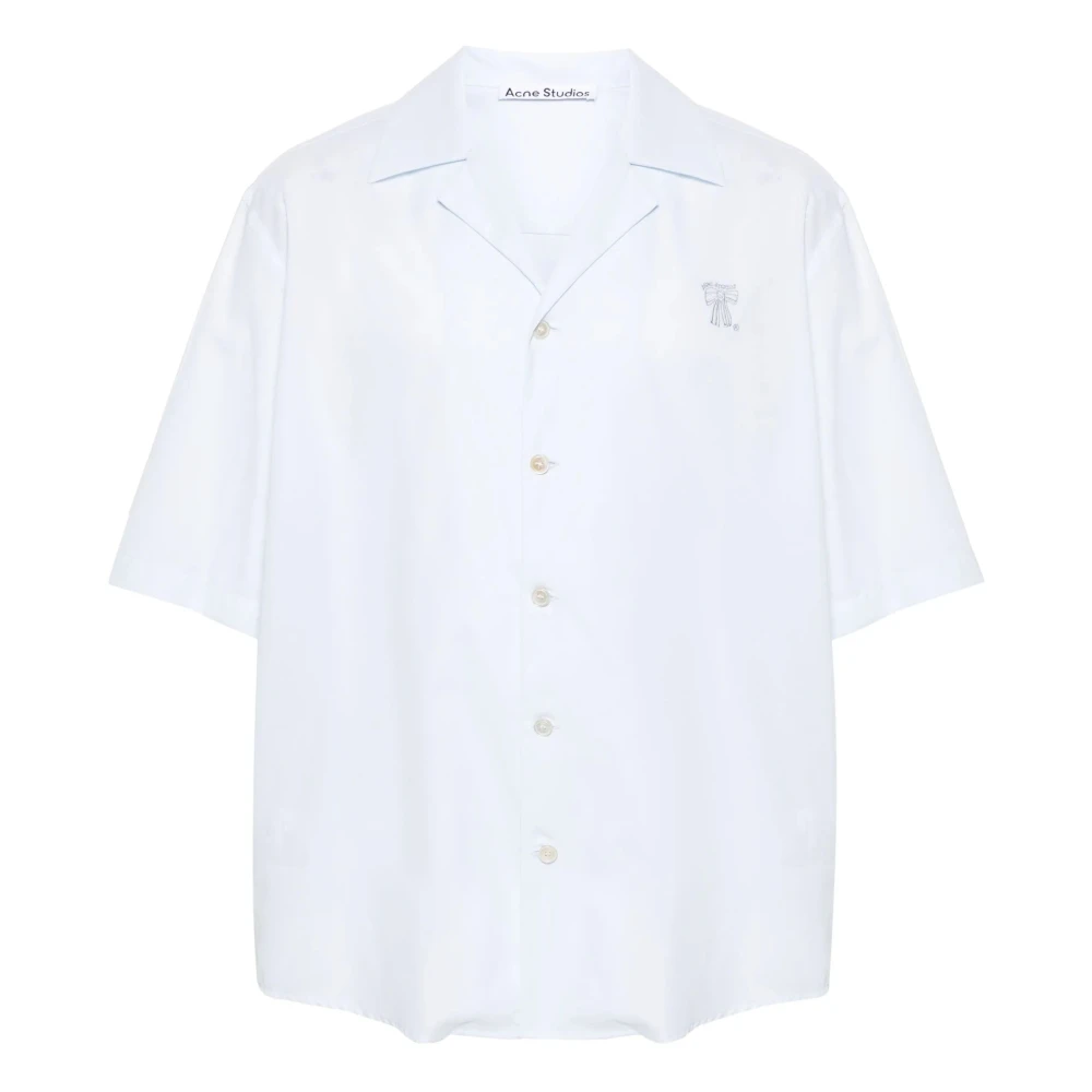 Acne Studios Geborduurd Katoenen Overhemd Blue Heren