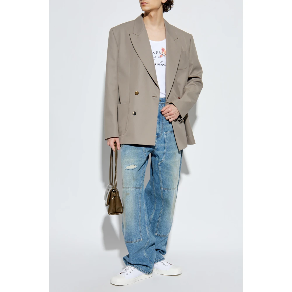 Moschino Double-breasted blazer Beige Heren