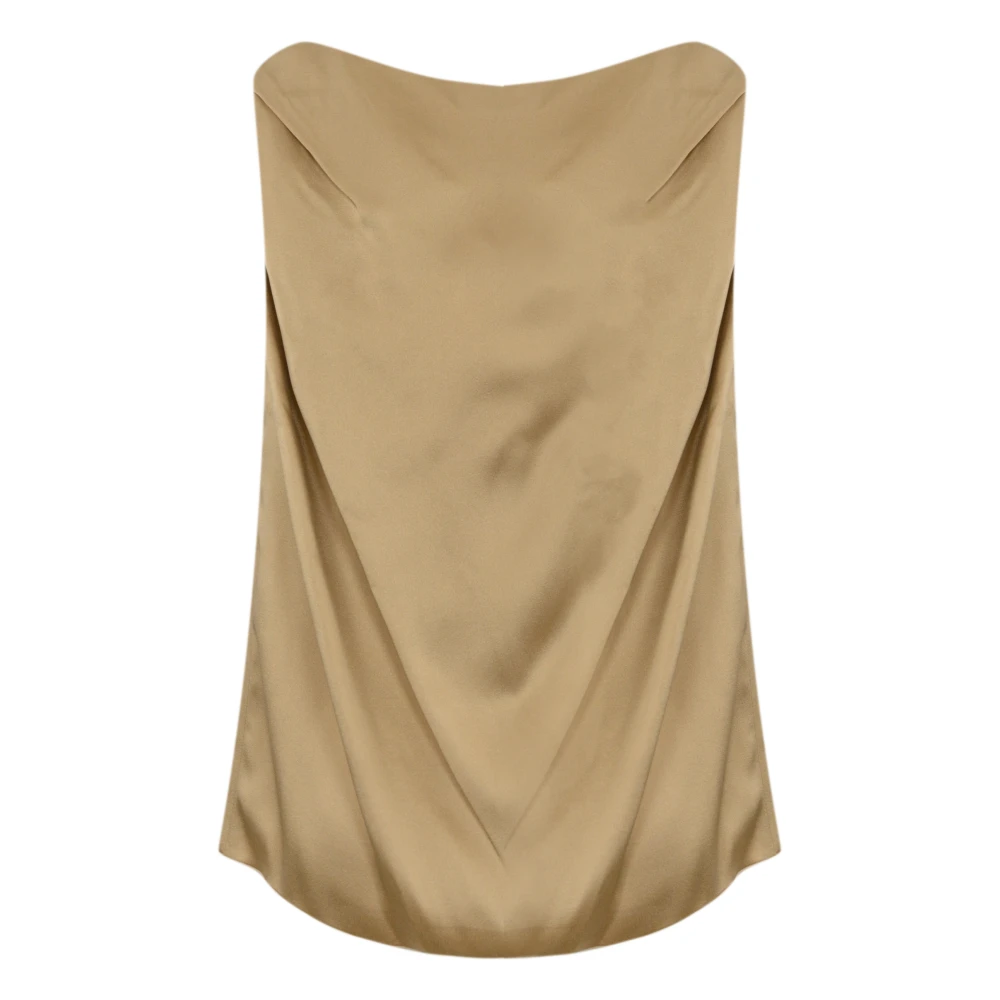 Liviana Conti Mouwloze Viscose Blouse Vloeiend Ontwerp Yellow Dames
