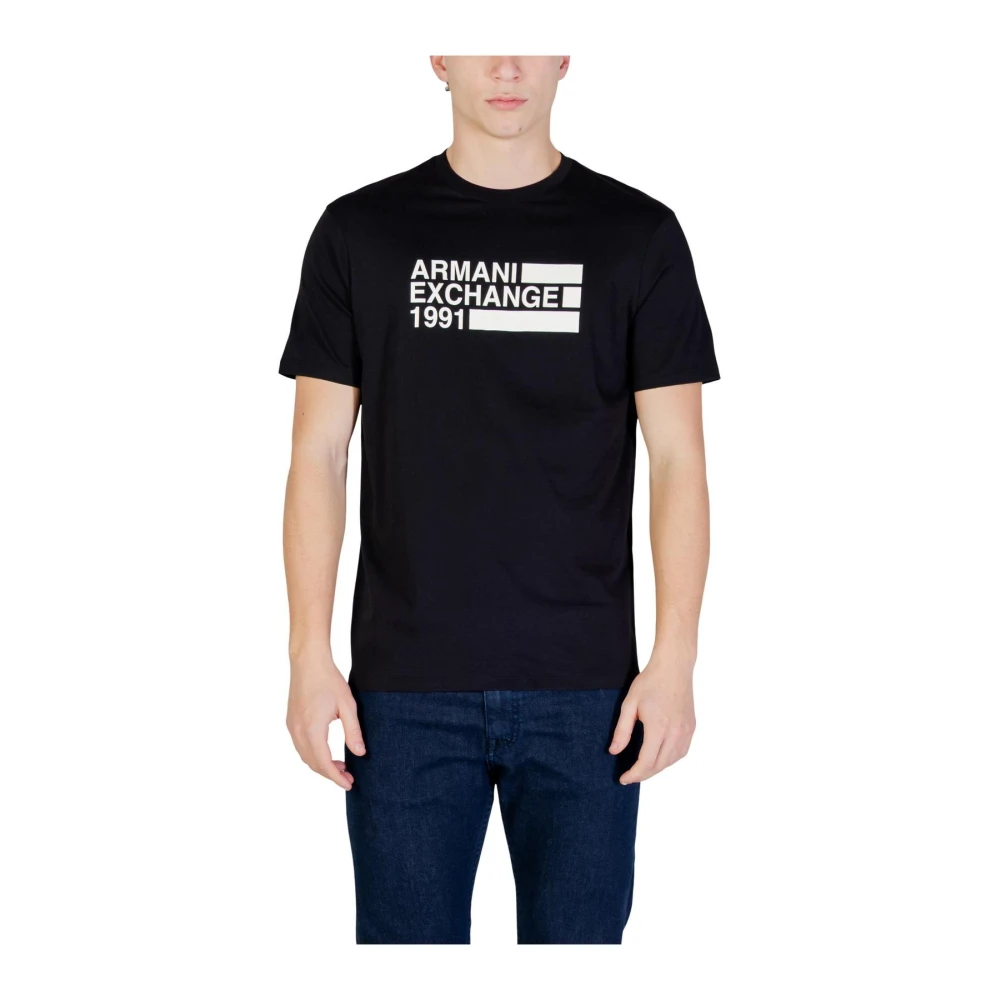 Armani Exchange Men's Black Printed Round Neck Short Sleeve T-Shirt - T-Shirts - Xs - Tops
