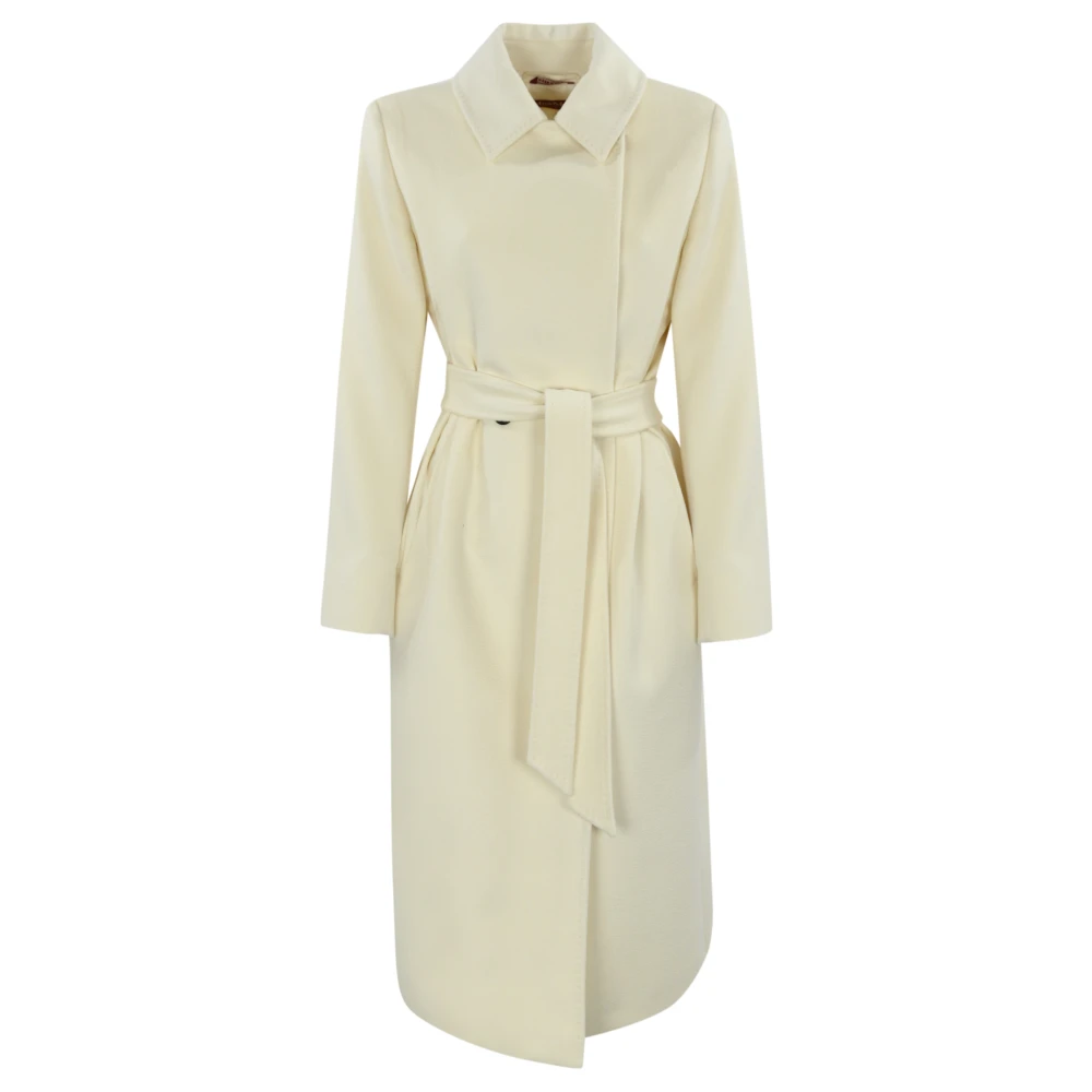 Max Mara Studio Witte wollen jas met riem White Dames