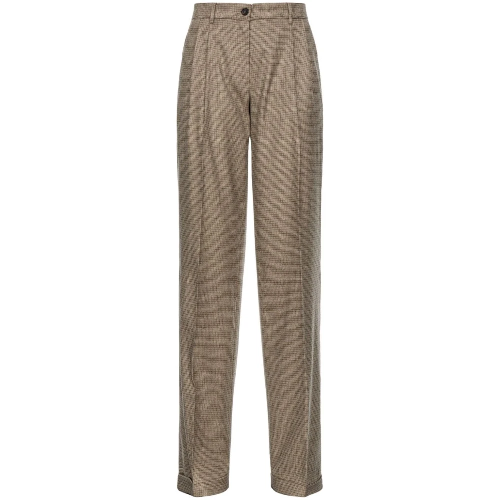 Pinko Geruite Wollen Broek Brown Dames