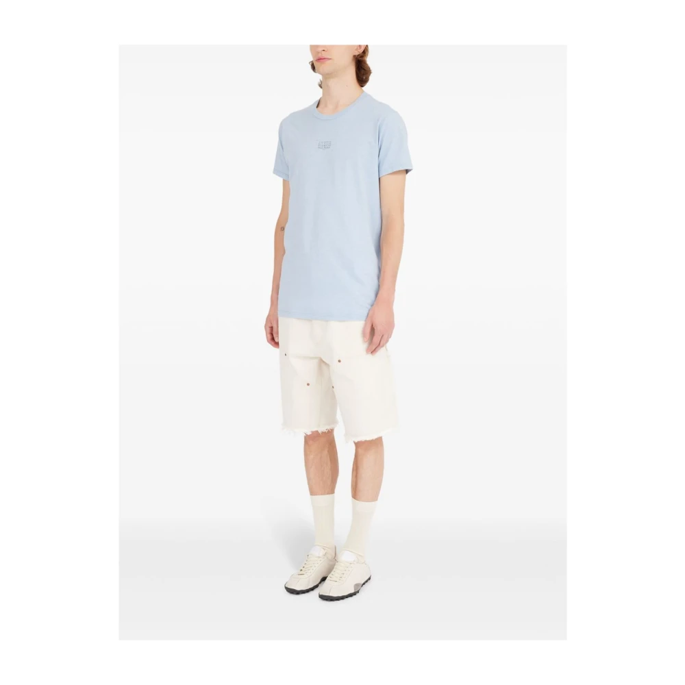 Maison Margiela Blauw Nummers Motief Ronde Hals T-shirt Blue Heren