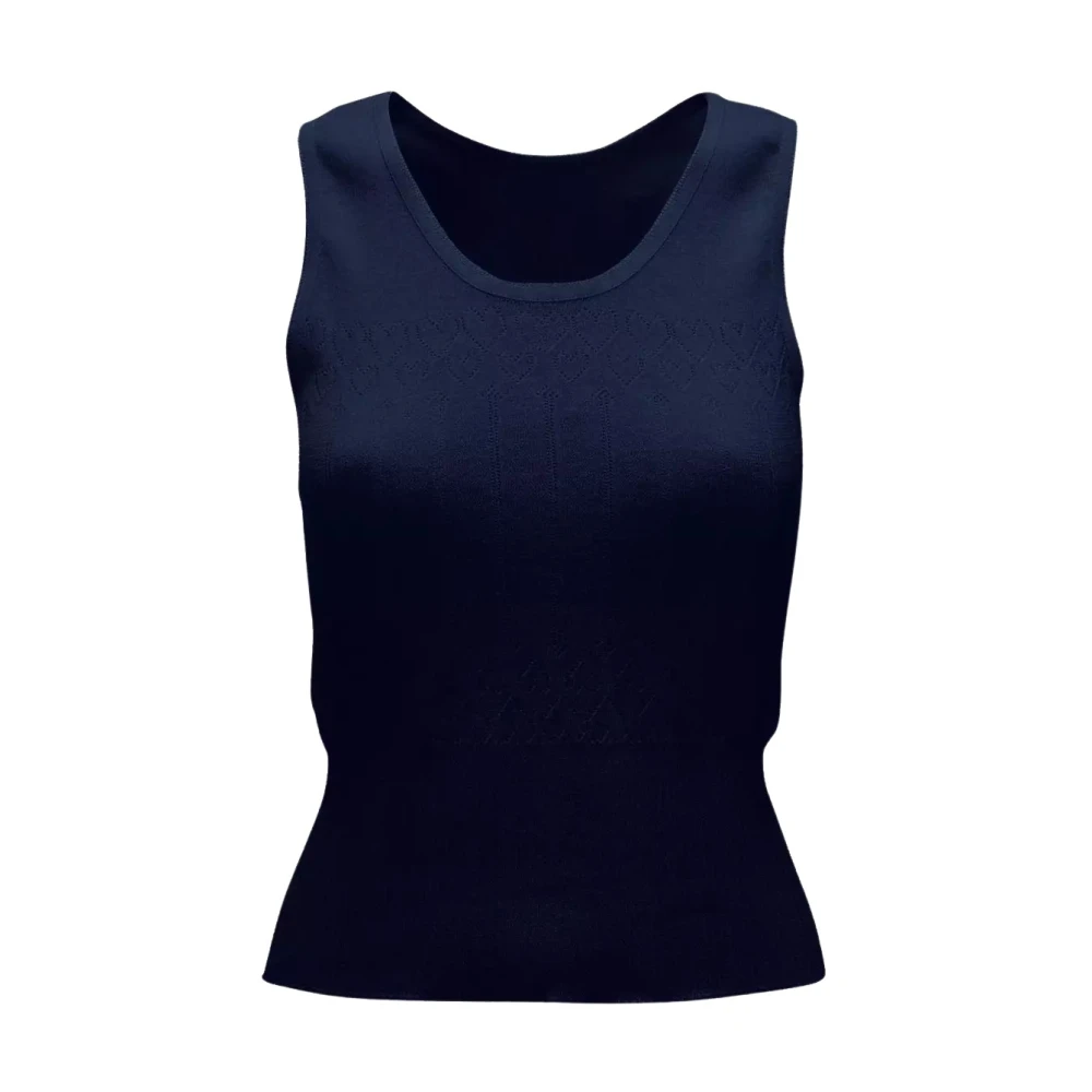 Jw Anderson Women's Blue Pointelle Tank Top - Sleeveless Tops - Xs - Tops