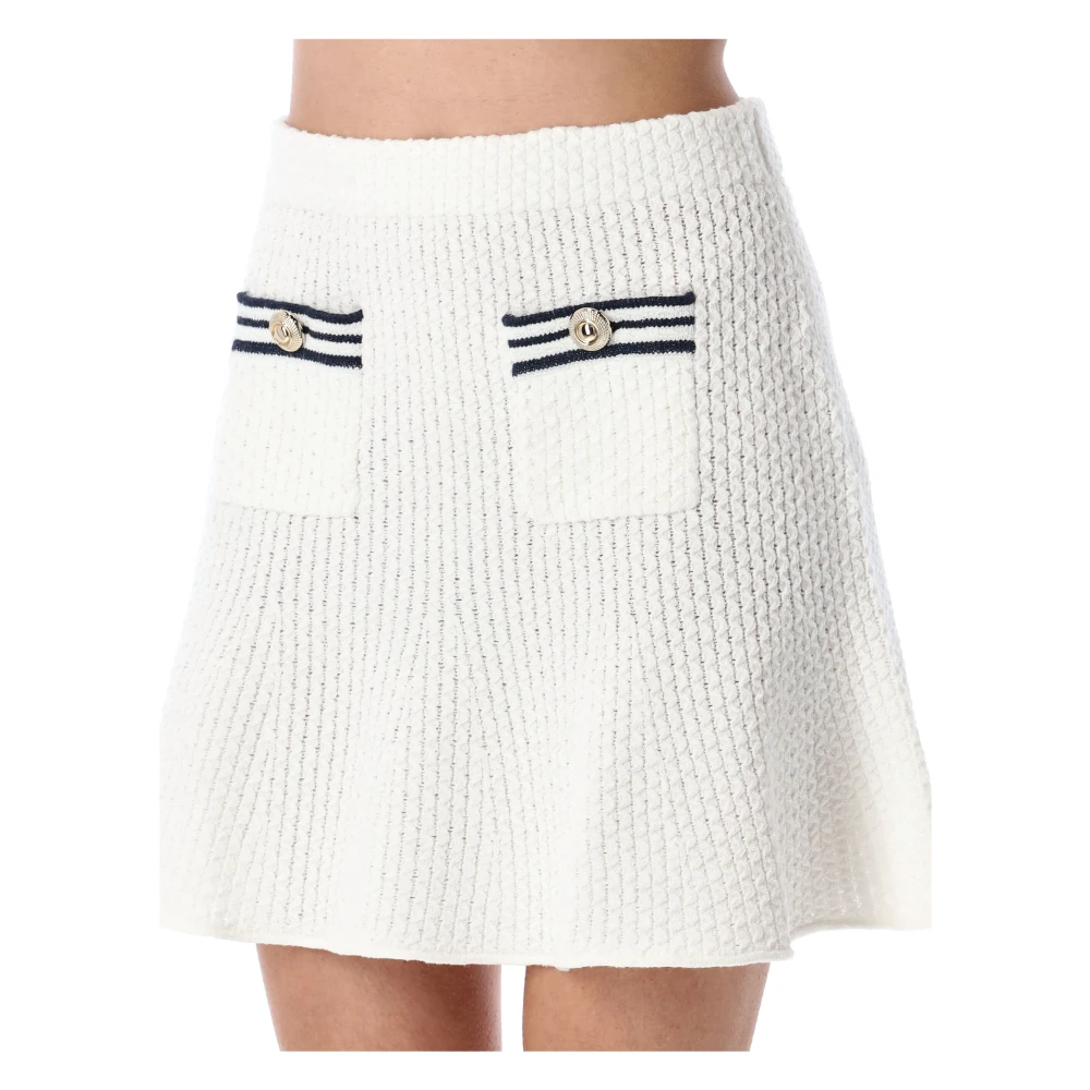Self Portrait Witte Gebreide Mariner Mini Rok White Dames