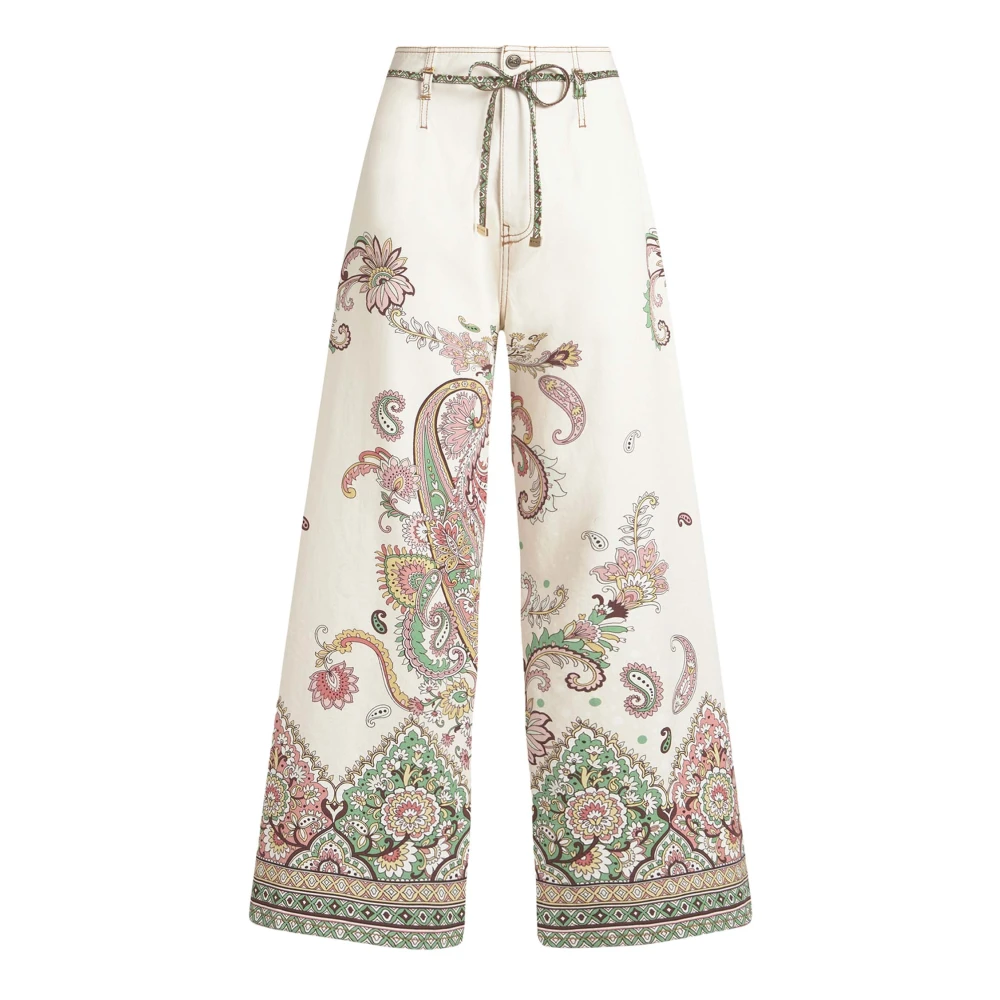 ETRO Witte bloemen paisley high-waisted jeans Multicolor Dames