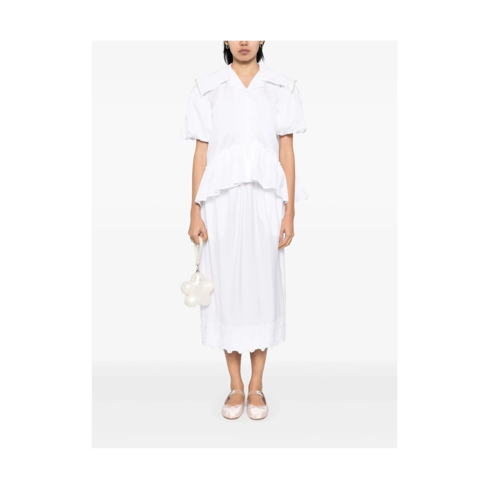 Simone Rocha Witte Faux-Parel Versierde Overhemd White Dames