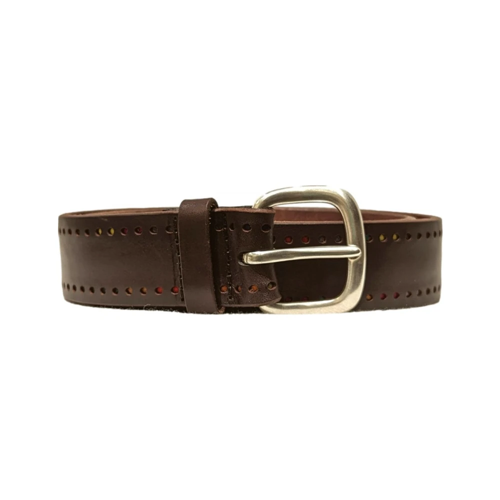 Orciani Men's Brown Belts, 90 Cm, Leather Belt With Decorated Profile