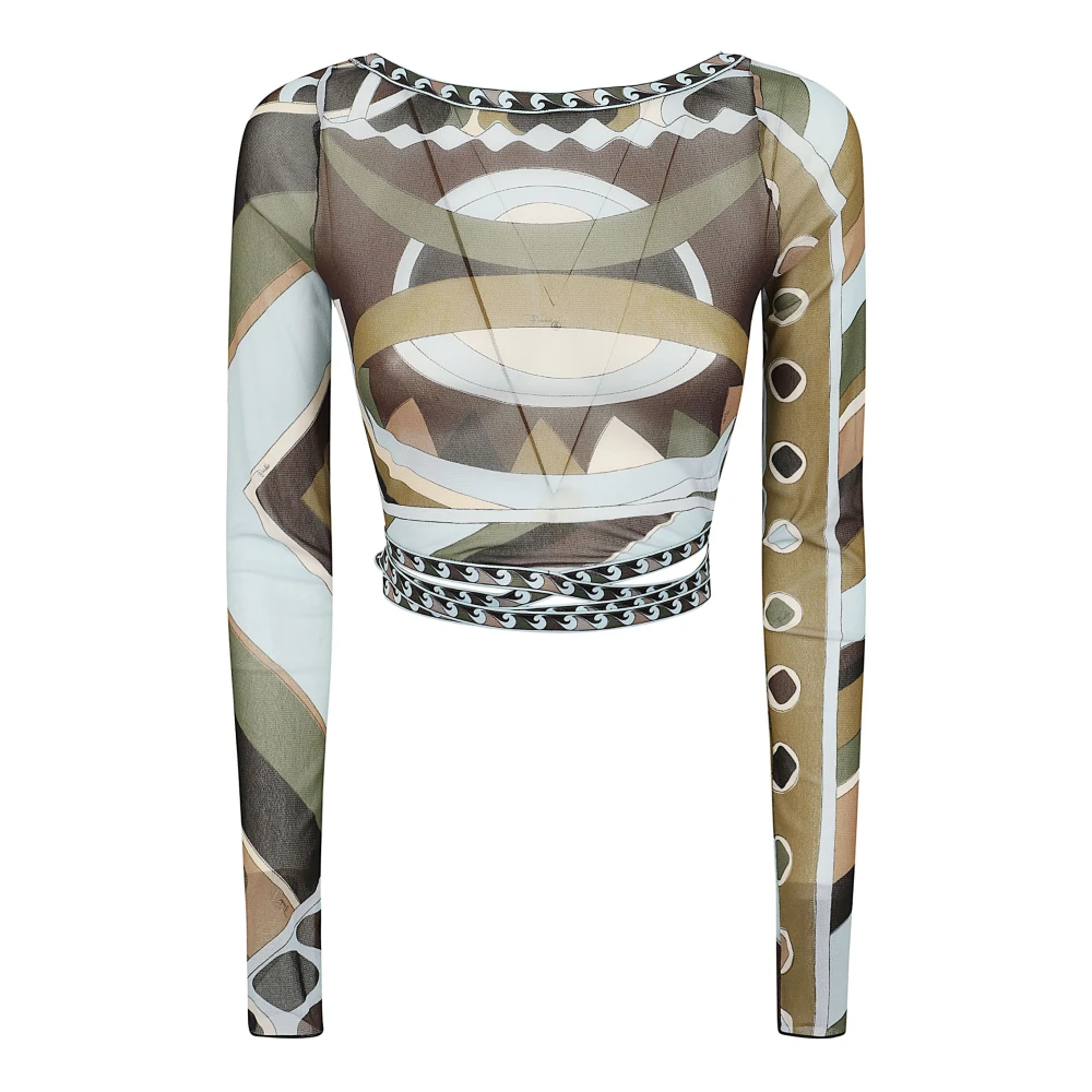 Pucci Donna Multicolor Vivara Print Tulle Crop Top