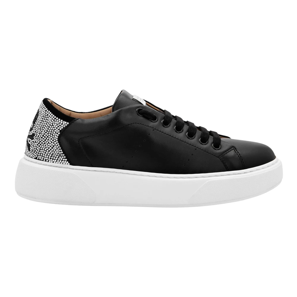 Philipp Plein Leather Lo-Top Sneakers Skull Dames Schoenen Zwart