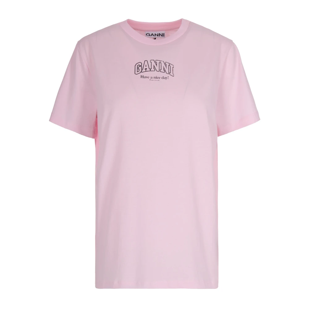 Ganni Women's Pink T-Shirts, Xs, Essential Basic T-Shirt