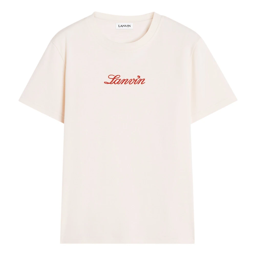 Lanvin Roze Bouclette Script Logo T-Shirt Pink Dames