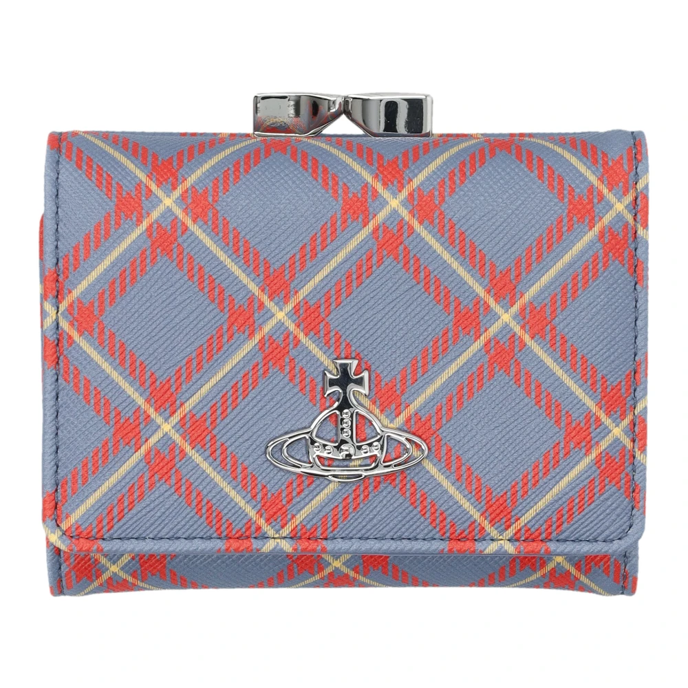 Vivienne Westwood Blauw Oranje Tartan Kleine Frame Portemonnee Blue Dames