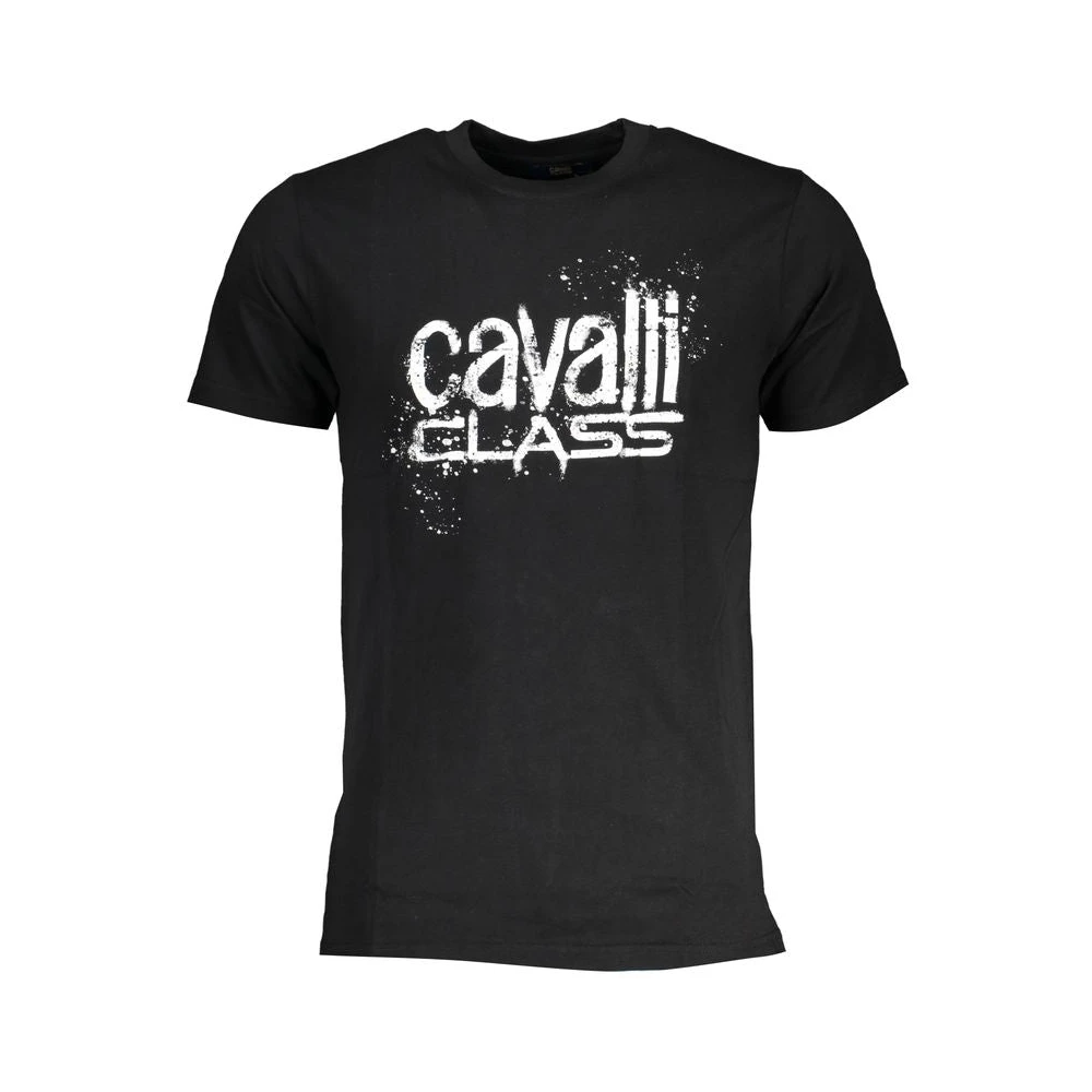 Cavalli Class Zwart Katoenen T-shirt met Print Logo Black Heren