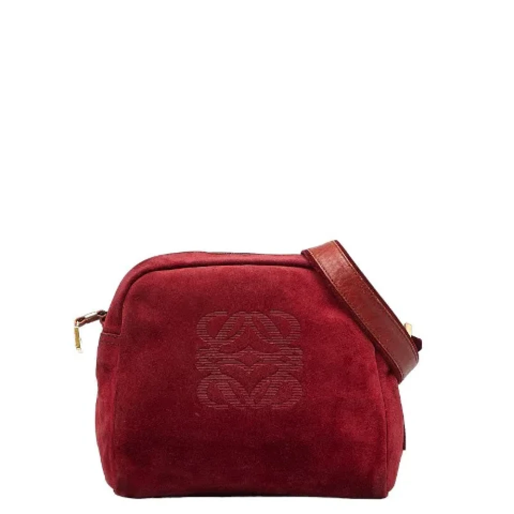 Loewe Pre-owned Suede crossbody-bags Red Dames