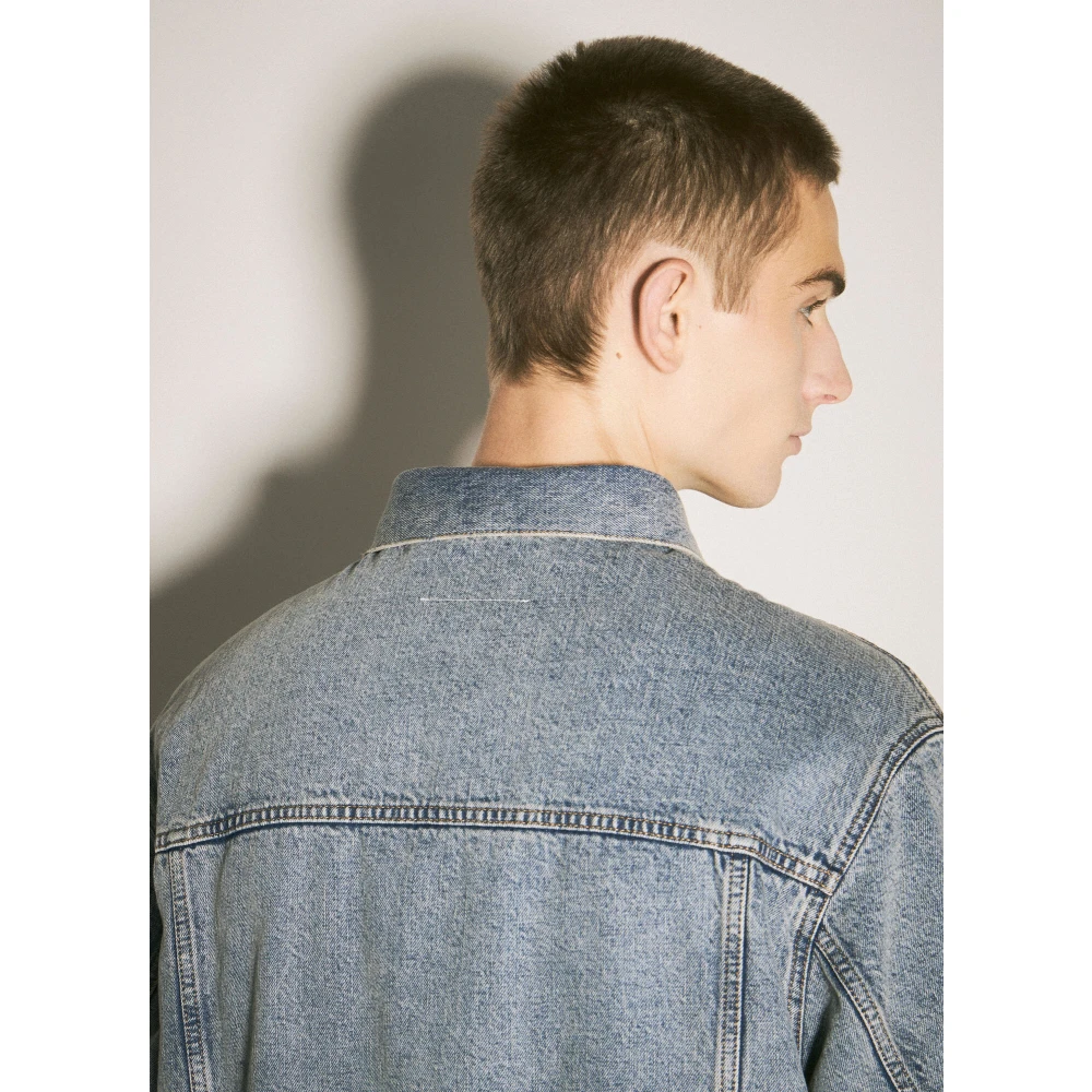 MM6 Maison Margiela Versleten Denimjack Binnenstebuiten Paneel Blue Heren