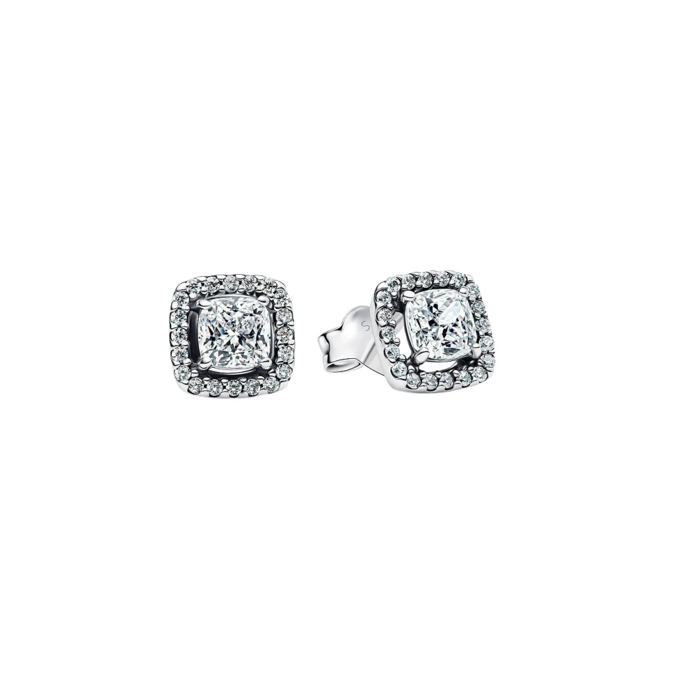 Pandora Women's Clear Square Halo Stud Earrings - Sterling Silver / Cubic Zirconia - Image 3
