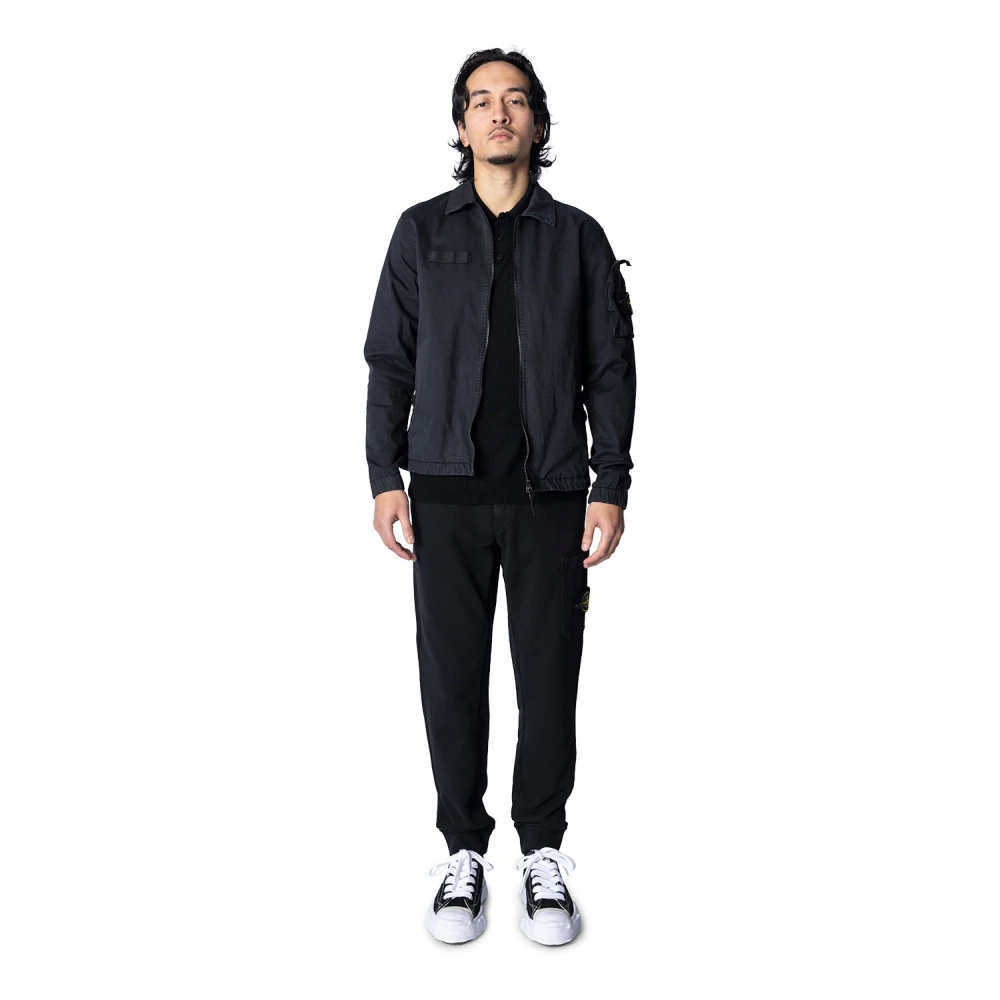 Stone Island Zwart Overshirt met 'Old' Verfbehandeling Black Heren