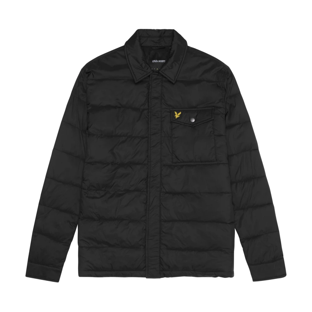 Lyle & Scott LS Geweven Overhemden Gewatteerde Kraag Jas Black Heren