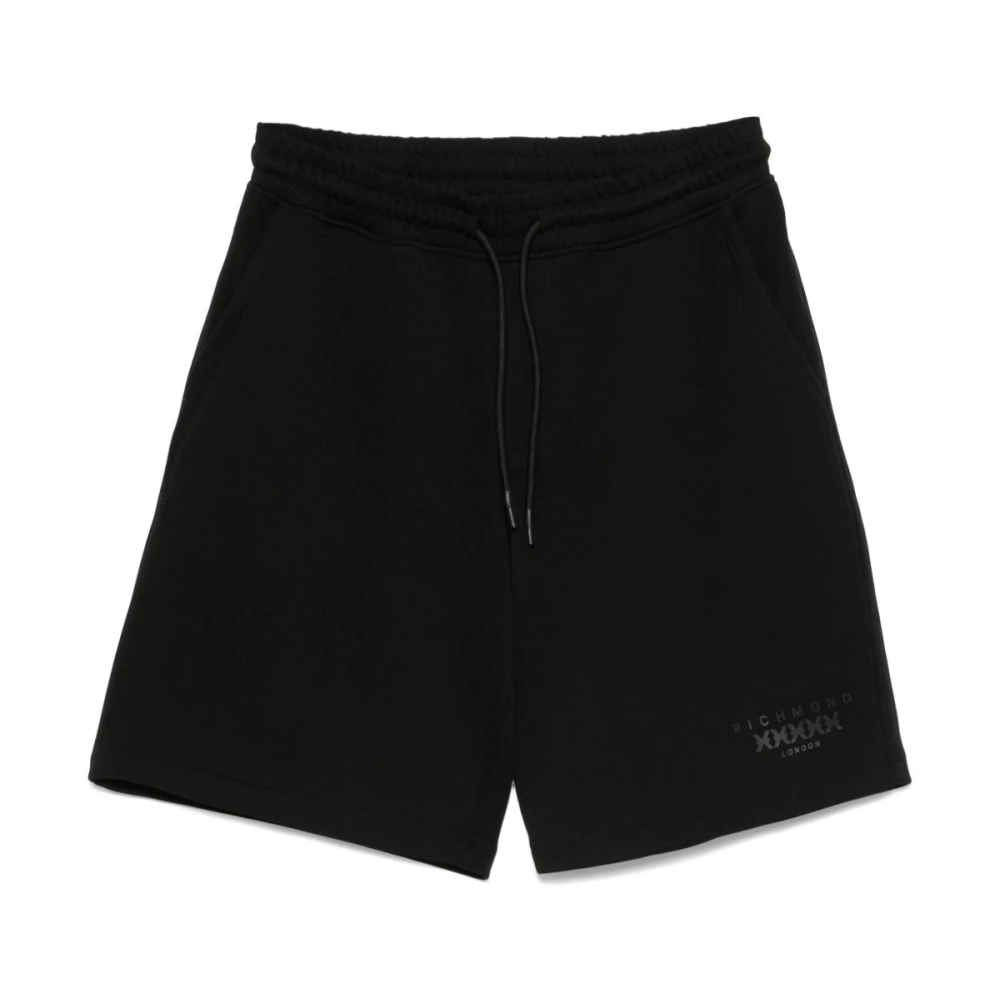 John Richmond Men's Black Elasticated Waistband Drawstring Shorts - Casual Shorts - L - Shorts