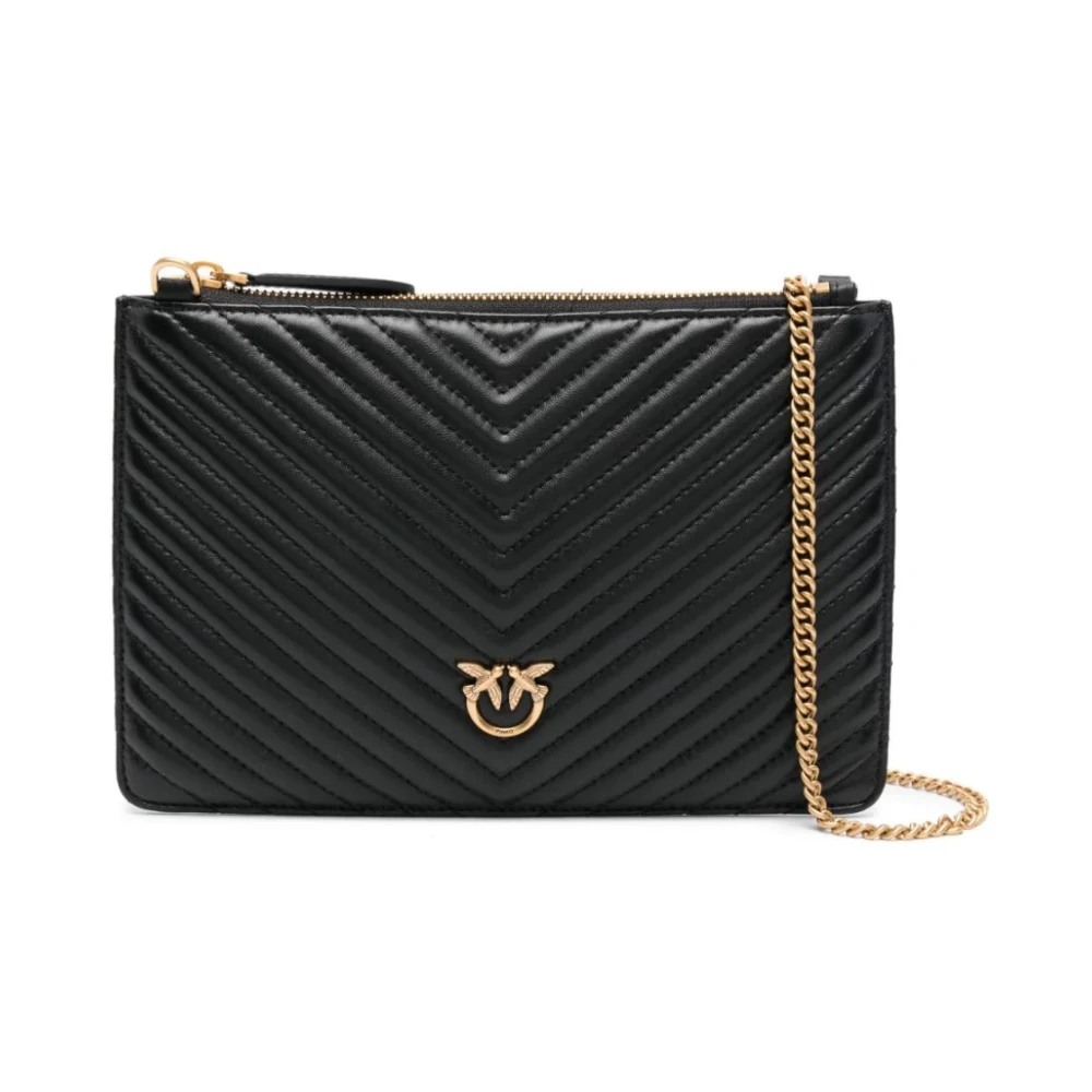 Pinko Klassieke Zwarte Schapenleer Nappa Tas Black Dames