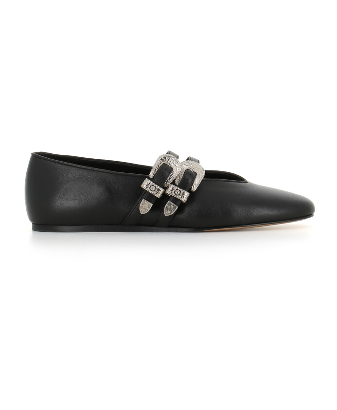black-leather-ballerina-flat-shoes