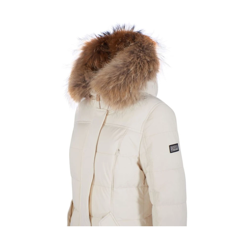 YES ZEE Gewatteerde Nylonjas met capuchon White Dames