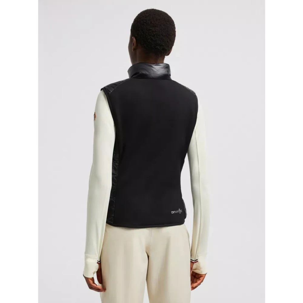 Moncler Zwarte Gewatteerde Nylon Jas Ritssluiting Black Dames