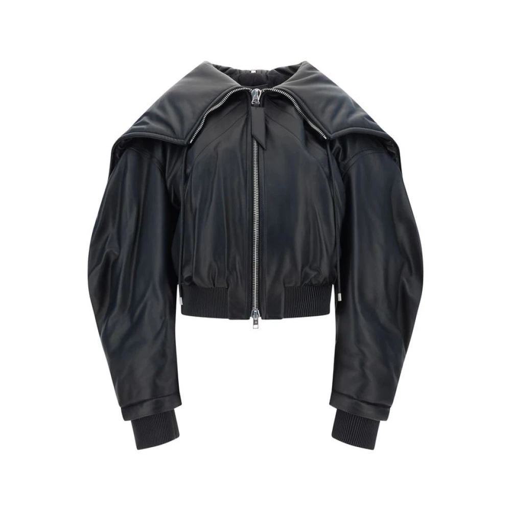 The Attico Faux Fur Bomberjack Black Dames