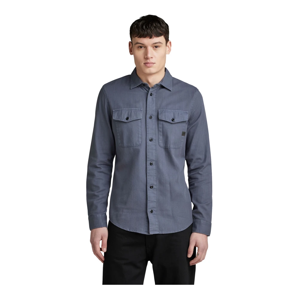 G-Star Slim Fit Overhemd Lange Mouw Blue Heren