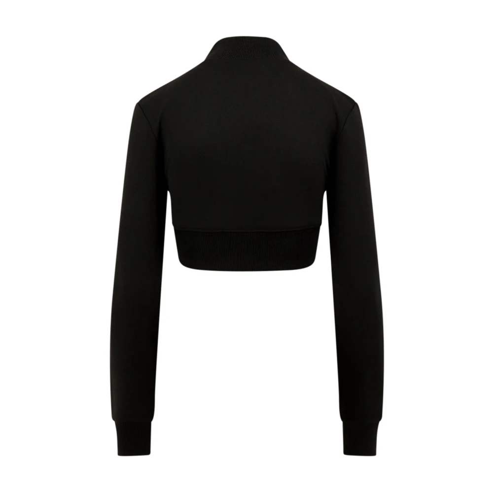 Courrèges Crop Fit Sweatshirt met Ritssluiting Black Dames