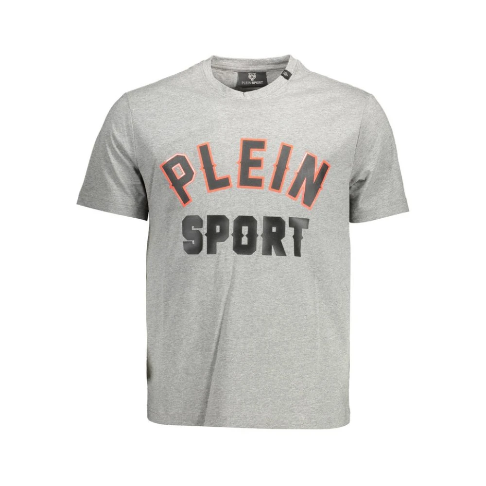Plein Sport Men's Gray Short-Sleeve Cotton T-Shirt - Training T-Shirts & Tops - S - Sport