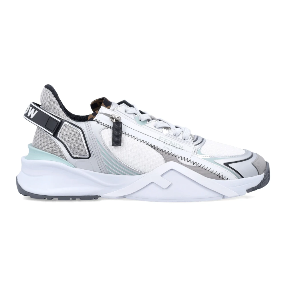 Fendi Zilveren Sneakers met Mesh Bovenwerk Heren Schoenen Grijs