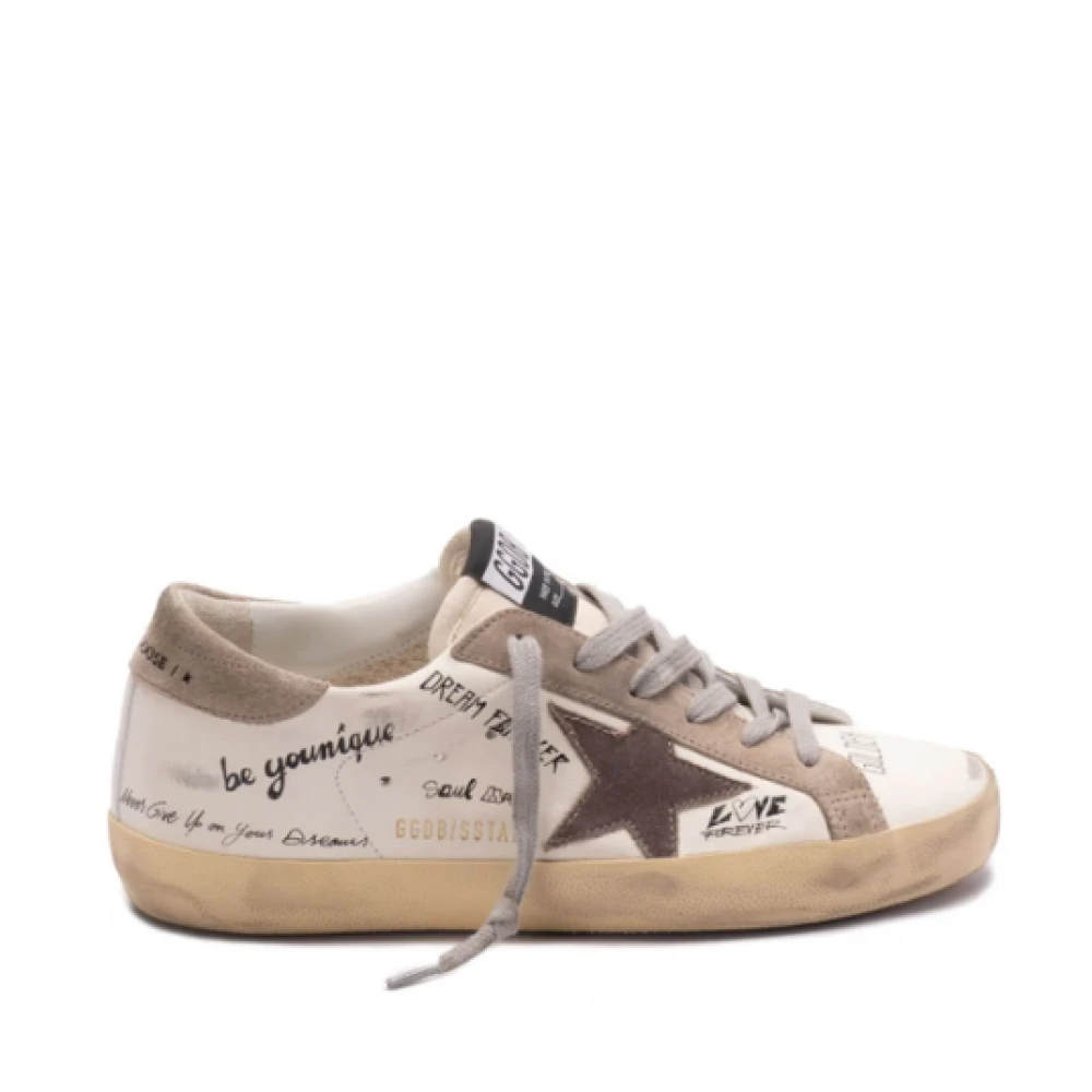 Golden Goose Vita/taupe lädersneakers med färgblockdesign White, Dam