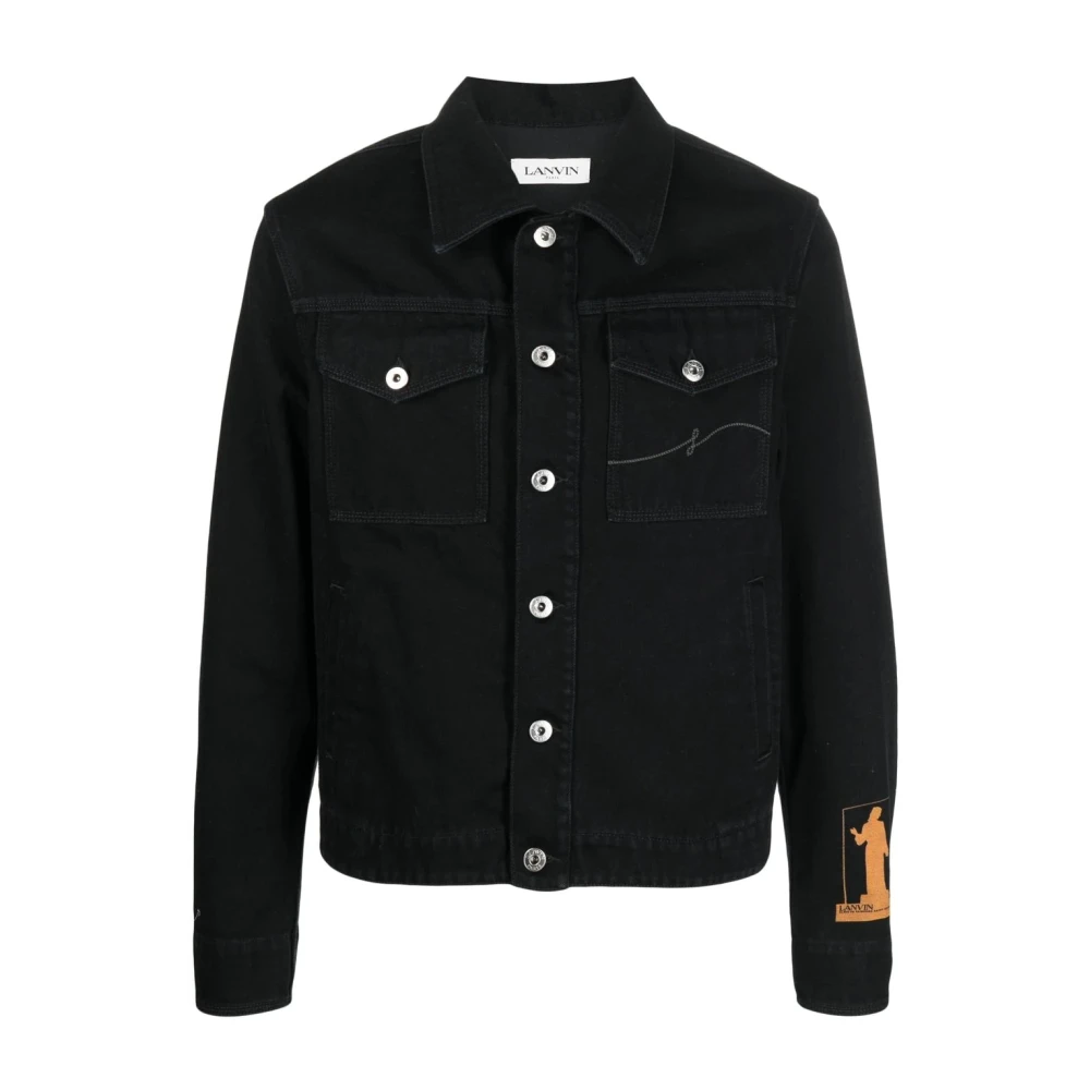 Lanvin Fotografie Denim Jack Zwart Black Heren