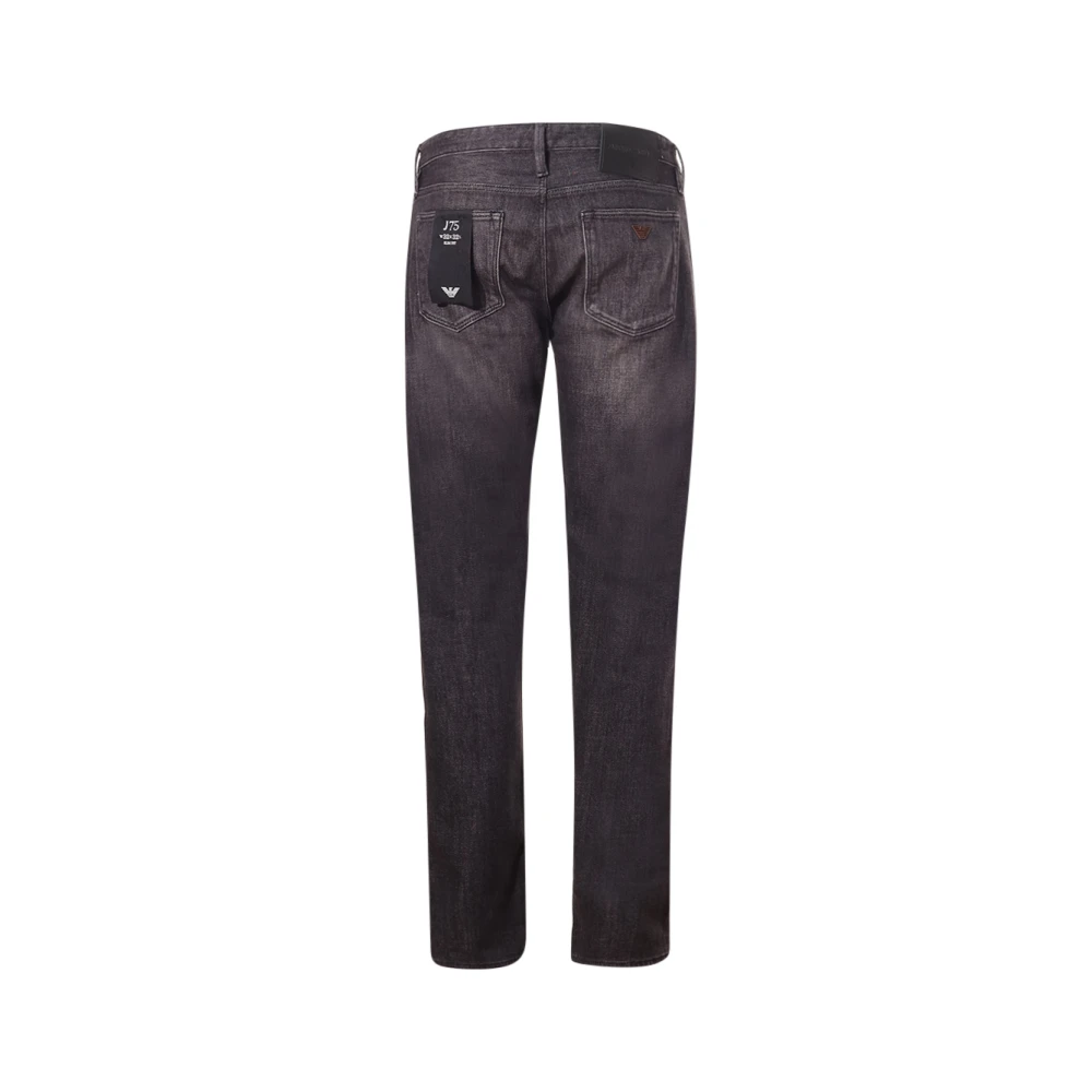 Emporio Armani Zwarte Slim Fit Jeans met Logo Black Heren