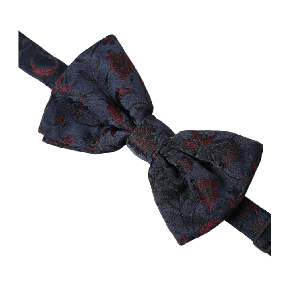 Dolce & Gabbana Blauwe Bloemen Brokaat Strik Blue Heren