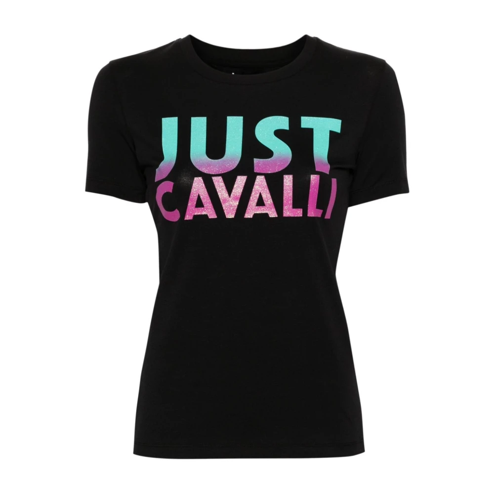 Just Cavalli Zwart Grafische Print T-shirts en Polos Black Dames