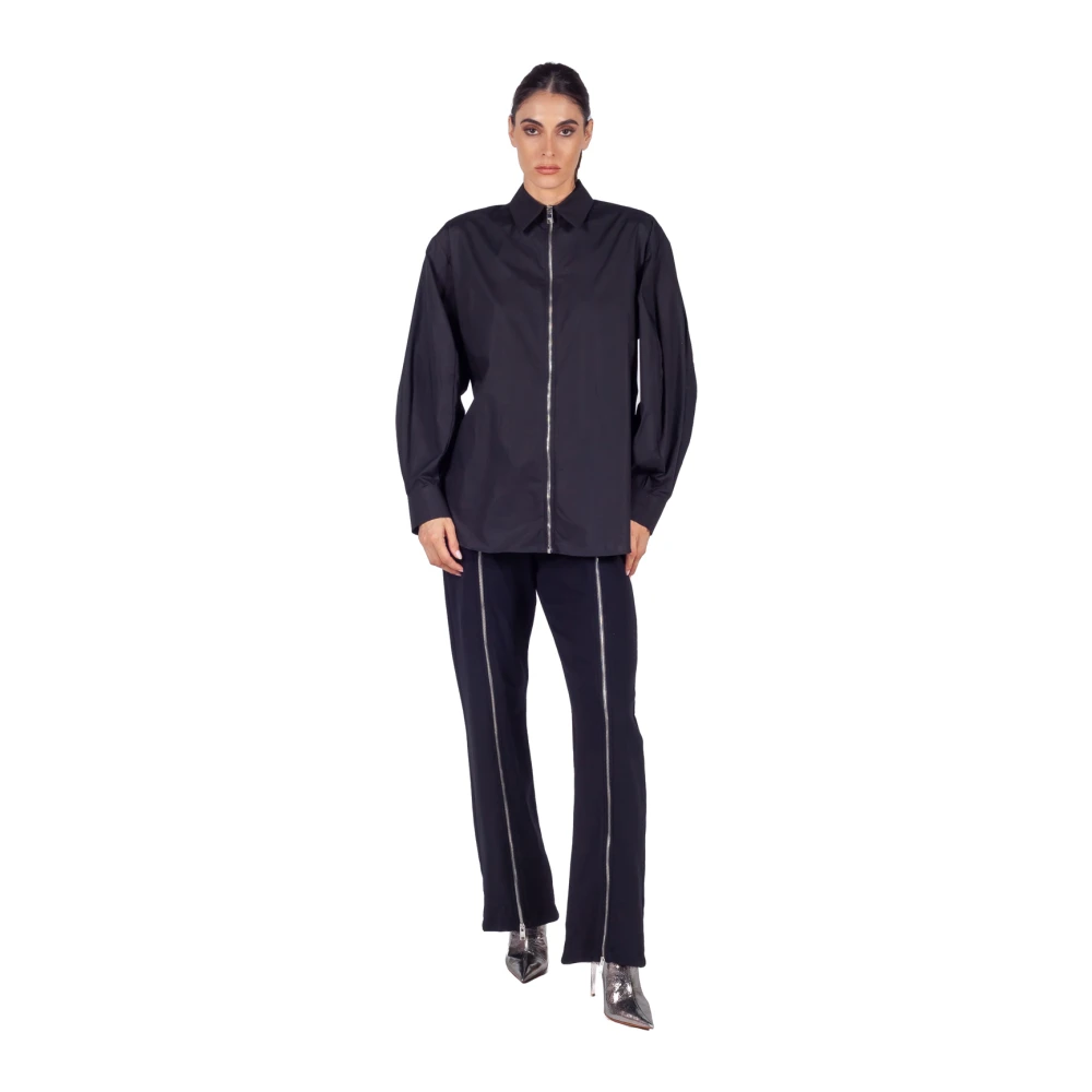Msgm Zwarte Zip Vent Sweatpants Katoen Italië Black Dames