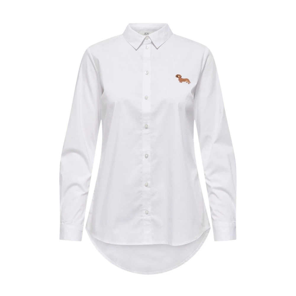 Jacqueline De Yong Women's Beige Classic Long Sleeve Button-Up Shirt