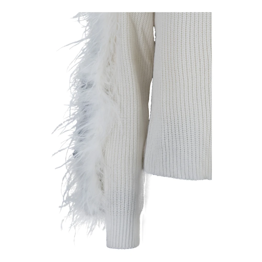 Twinset Trui met veren detail en lange mouwen White Dames