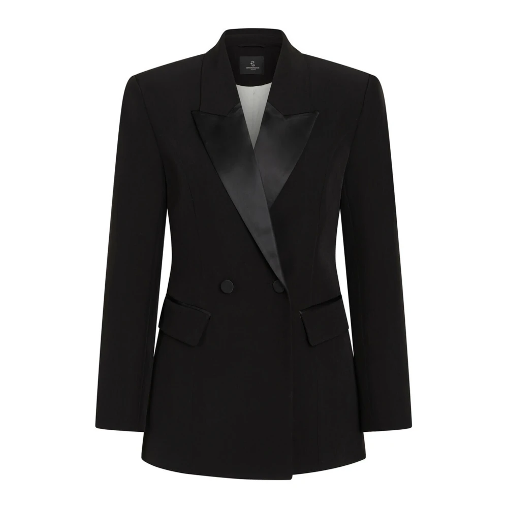 Bruuns Bazaar Elegante Zwarte Blazer met Klepzakken Black Dames
