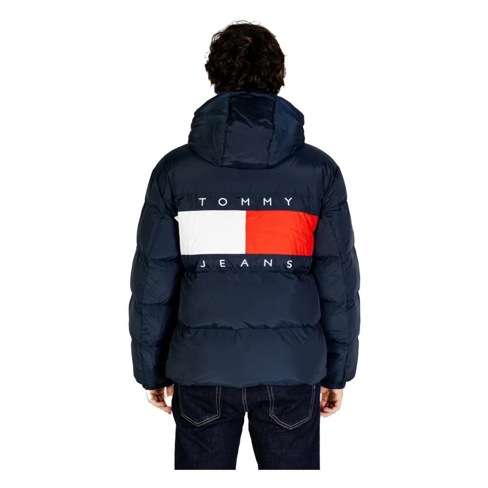 Tommy Jeans Blauwe Print Polyester Herfst Winter Jas Blue Heren