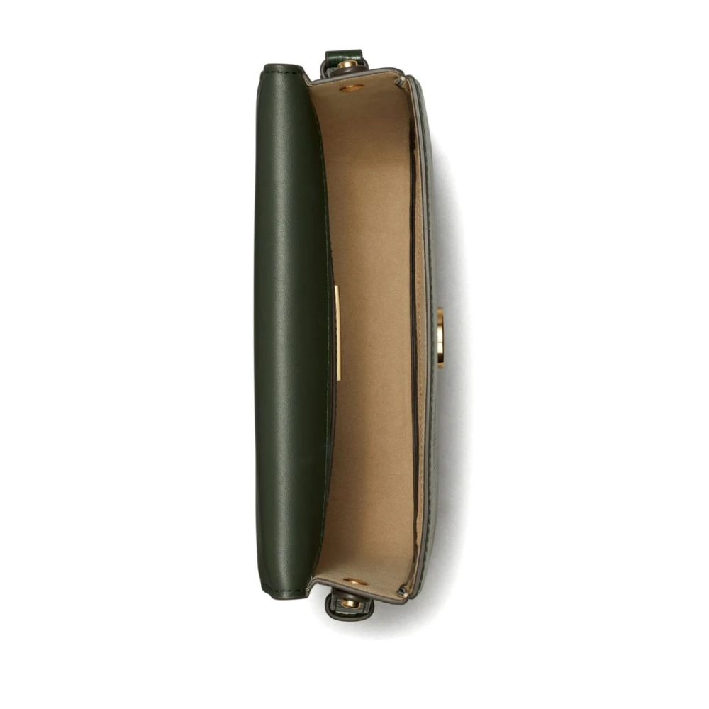 TORY BURCH Groene Leren Schoudertas Double T Green Dames