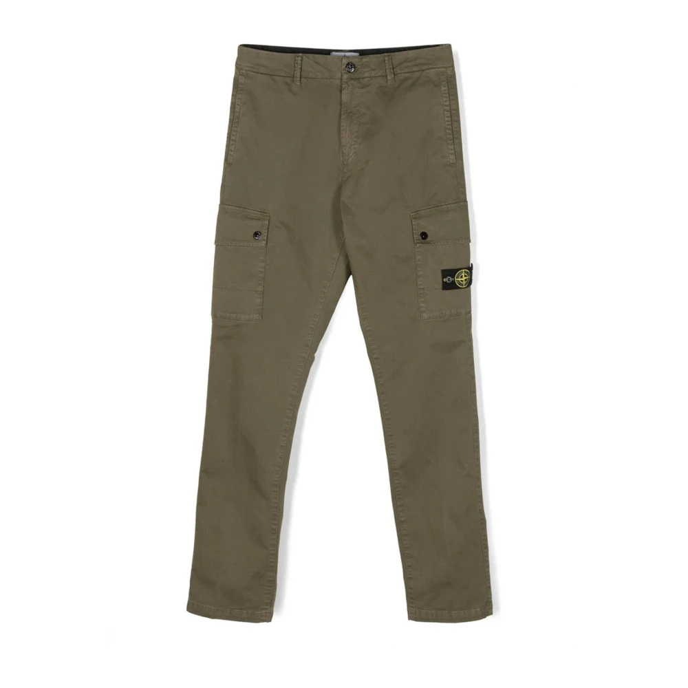 Stone Island Boys Green Trousers, 14 Y, Cotton Trousers
